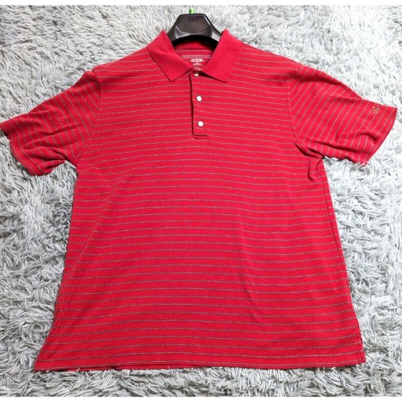 Greg Norman Play Dry Golf Polo Shirt Mens Size Large L‎ Red Gray Striped - Picture 1 of 9